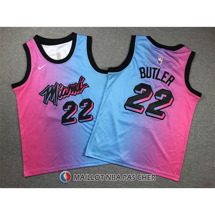 Maillot Enfant Miami Heat Jimmy Butler NO 22 Ville 2020-21 Bleu Rosa